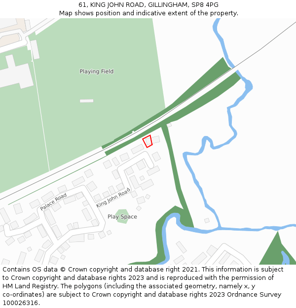 61, KING JOHN ROAD, GILLINGHAM, SP8 4PG: Location map and indicative extent of plot