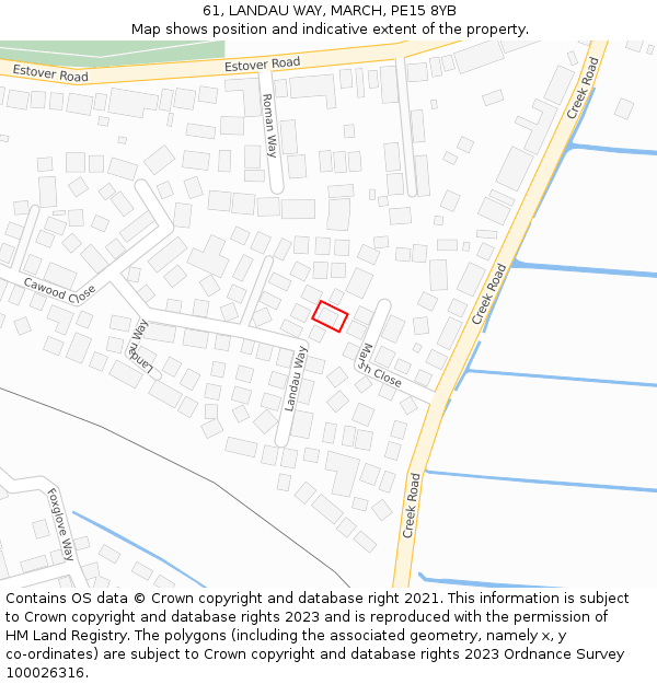 61, LANDAU WAY, MARCH, PE15 8YB: Location map and indicative extent of plot