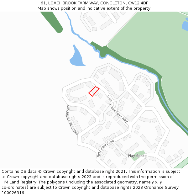 61, LOACHBROOK FARM WAY, CONGLETON, CW12 4BF: Location map and indicative extent of plot