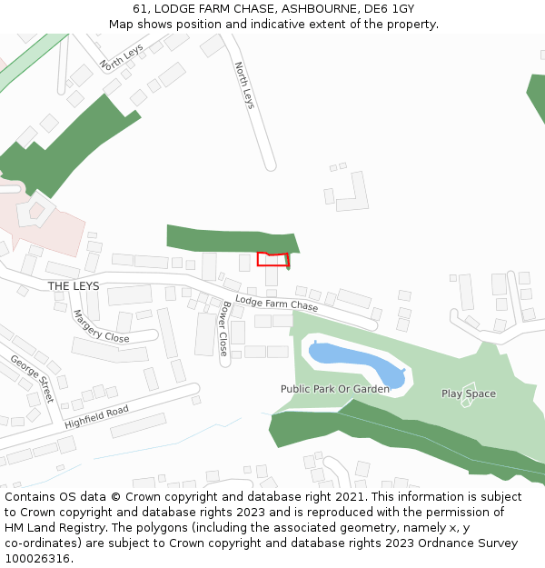 61, LODGE FARM CHASE, ASHBOURNE, DE6 1GY: Location map and indicative extent of plot