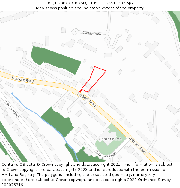 61, LUBBOCK ROAD, CHISLEHURST, BR7 5JG: Location map and indicative extent of plot