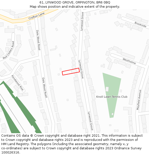 61, LYNWOOD GROVE, ORPINGTON, BR6 0BQ: Location map and indicative extent of plot