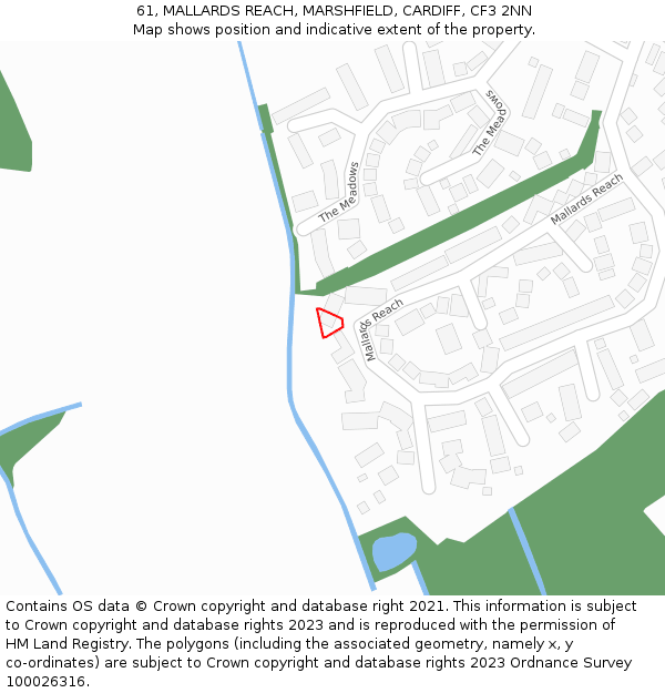 61, MALLARDS REACH, MARSHFIELD, CARDIFF, CF3 2NN: Location map and indicative extent of plot