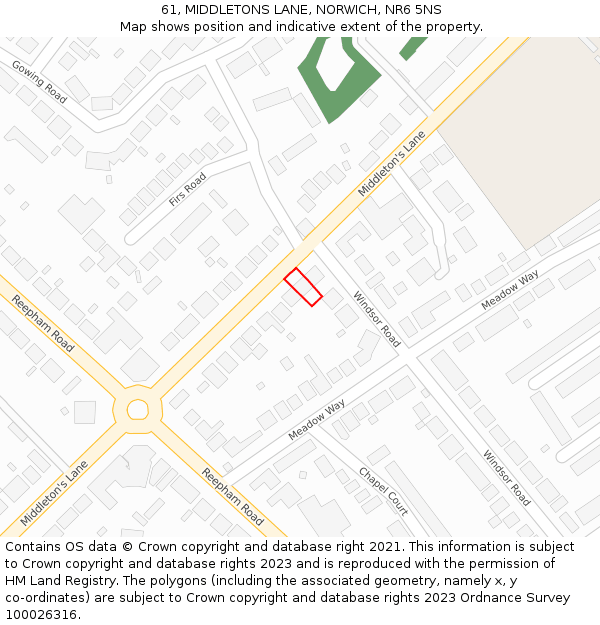 61, MIDDLETONS LANE, NORWICH, NR6 5NS: Location map and indicative extent of plot