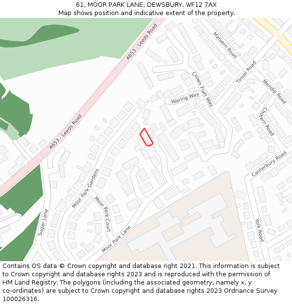 61, MOOR PARK LANE, DEWSBURY, WF12 7AX: Location map and indicative extent of plot