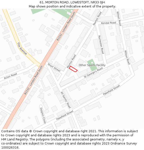 61, MORTON ROAD, LOWESTOFT, NR33 0JH: Location map and indicative extent of plot