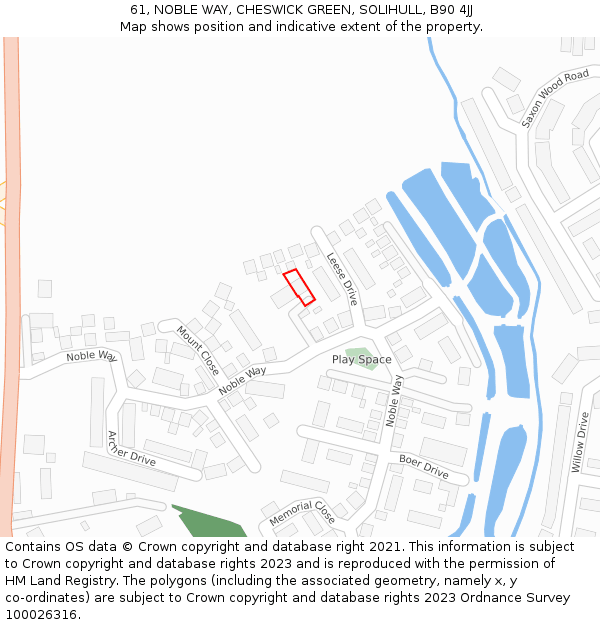 61, NOBLE WAY, CHESWICK GREEN, SOLIHULL, B90 4JJ: Location map and indicative extent of plot