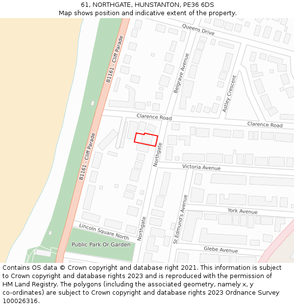 61, NORTHGATE, HUNSTANTON, PE36 6DS: Location map and indicative extent of plot