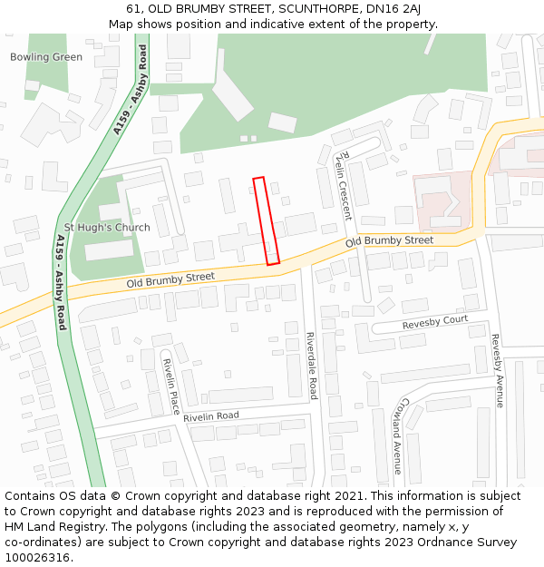 61, OLD BRUMBY STREET, SCUNTHORPE, DN16 2AJ: Location map and indicative extent of plot