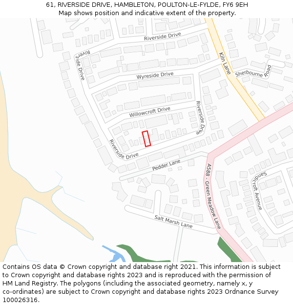 61, RIVERSIDE DRIVE, HAMBLETON, POULTON-LE-FYLDE, FY6 9EH: Location map and indicative extent of plot