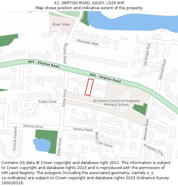 61, SKIPTON ROAD, ILKLEY, LS29 9HF: Location map and indicative extent of plot