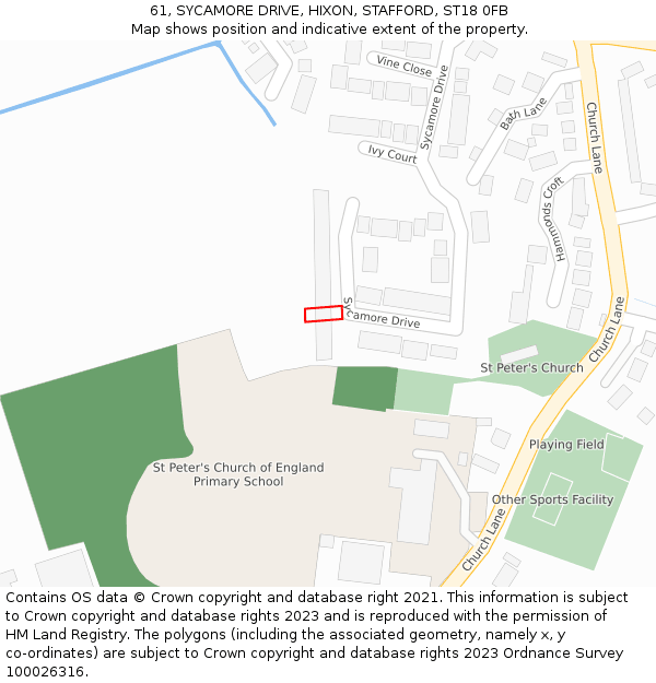 61, SYCAMORE DRIVE, HIXON, STAFFORD, ST18 0FB: Location map and indicative extent of plot