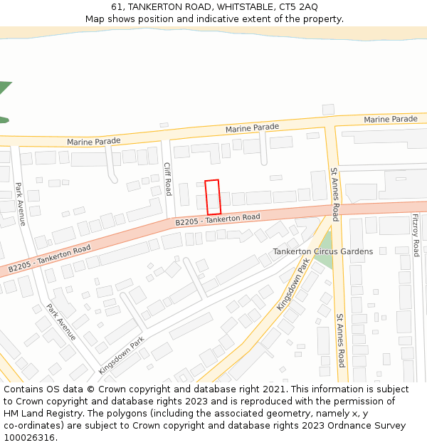 61, TANKERTON ROAD, WHITSTABLE, CT5 2AQ: Location map and indicative extent of plot