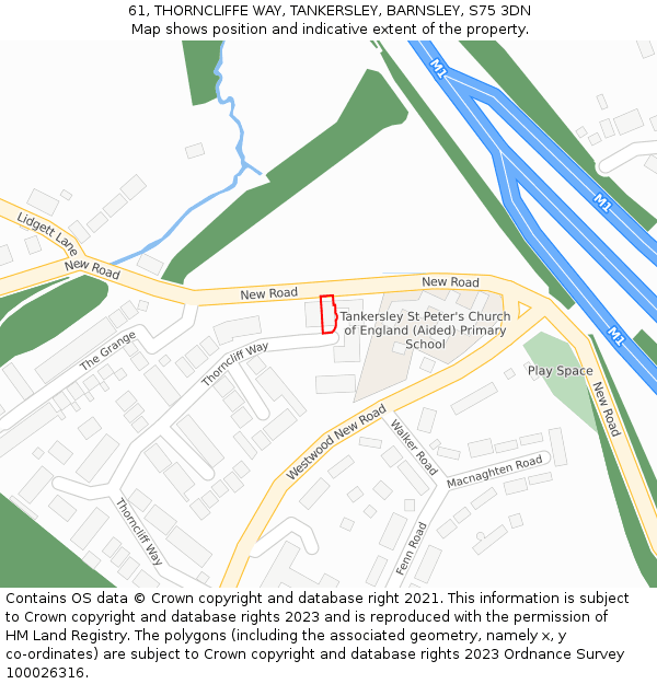 61, THORNCLIFFE WAY, TANKERSLEY, BARNSLEY, S75 3DN: Location map and indicative extent of plot