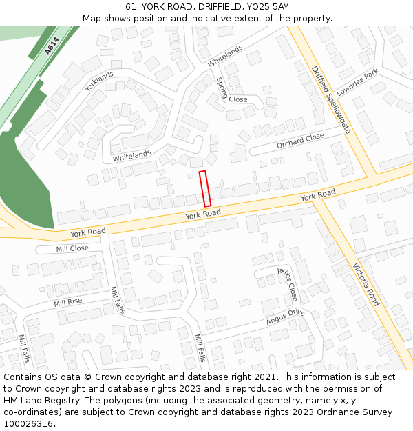 61, YORK ROAD, DRIFFIELD, YO25 5AY: Location map and indicative extent of plot