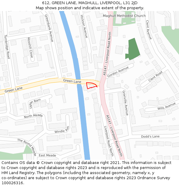 612, GREEN LANE, MAGHULL, LIVERPOOL, L31 2JD: Location map and indicative extent of plot