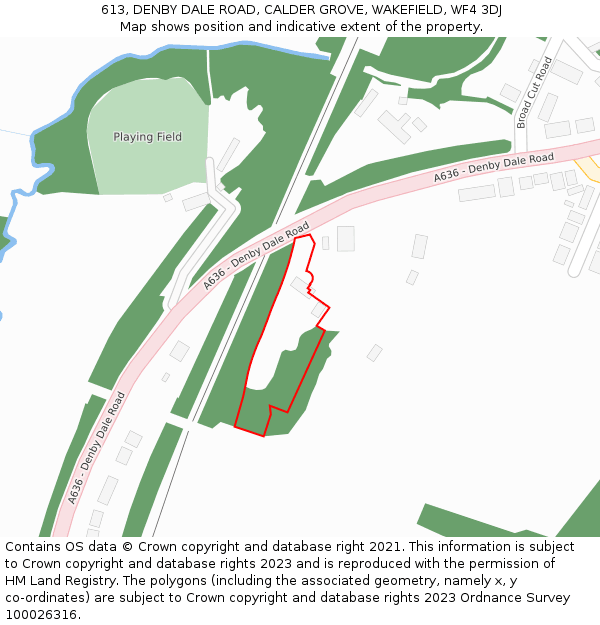 613, DENBY DALE ROAD, CALDER GROVE, WAKEFIELD, WF4 3DJ: Location map and indicative extent of plot