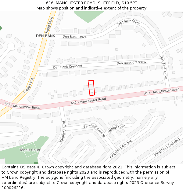616, MANCHESTER ROAD, SHEFFIELD, S10 5PT: Location map and indicative extent of plot