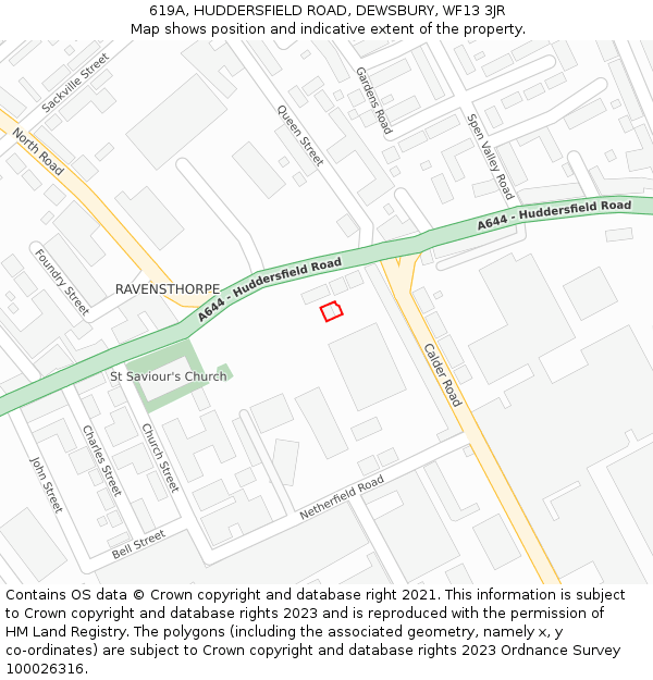 619A, HUDDERSFIELD ROAD, DEWSBURY, WF13 3JR: Location map and indicative extent of plot