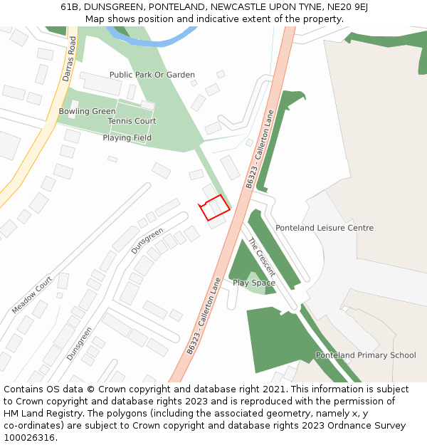 61B, DUNSGREEN, PONTELAND, NEWCASTLE UPON TYNE, NE20 9EJ: Location map and indicative extent of plot