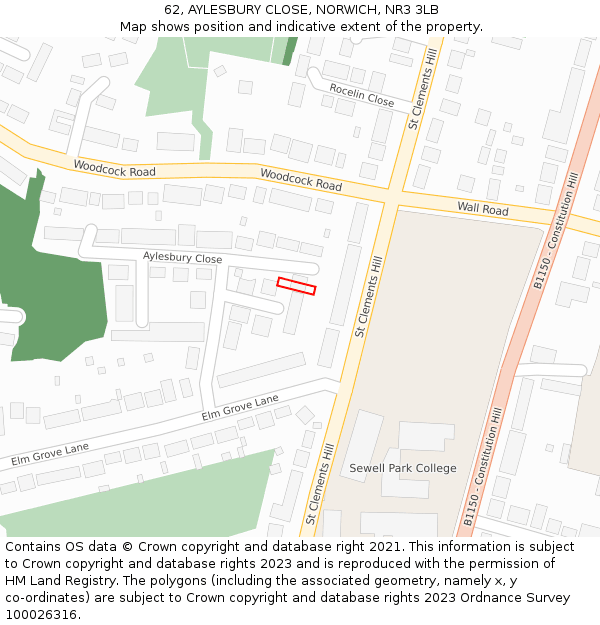 62, AYLESBURY CLOSE, NORWICH, NR3 3LB: Location map and indicative extent of plot