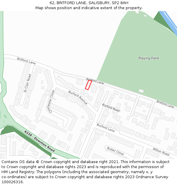 62, BRITFORD LANE, SALISBURY, SP2 8AH: Location map and indicative extent of plot
