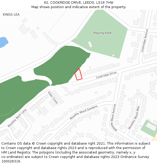 62, COOKRIDGE DRIVE, LEEDS, LS16 7HW: Location map and indicative extent of plot