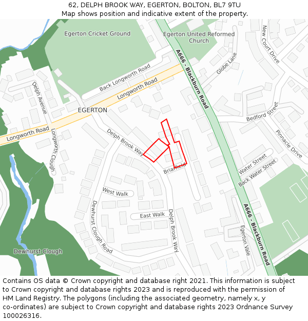 62, DELPH BROOK WAY, EGERTON, BOLTON, BL7 9TU: Location map and indicative extent of plot