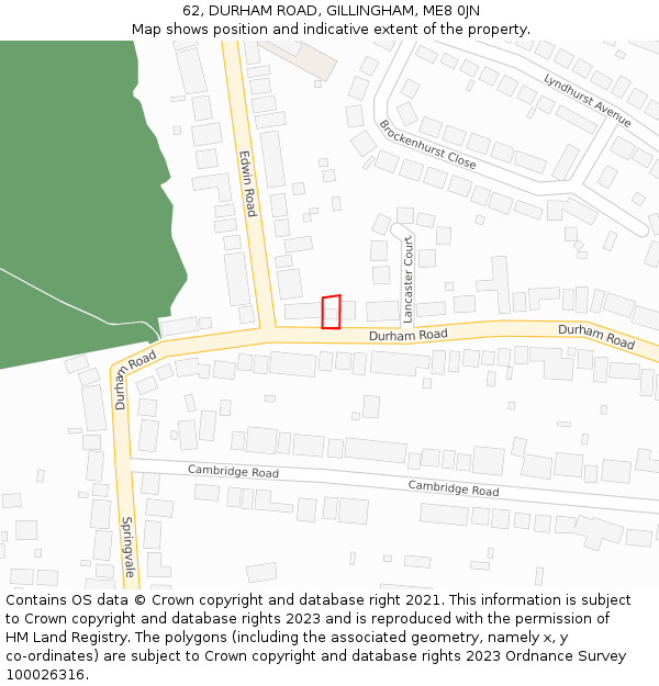 62, DURHAM ROAD, GILLINGHAM, ME8 0JN: Location map and indicative extent of plot