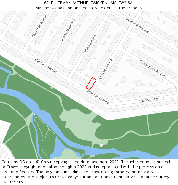 62, ELLERMAN AVENUE, TWICKENHAM, TW2 6AL: Location map and indicative extent of plot