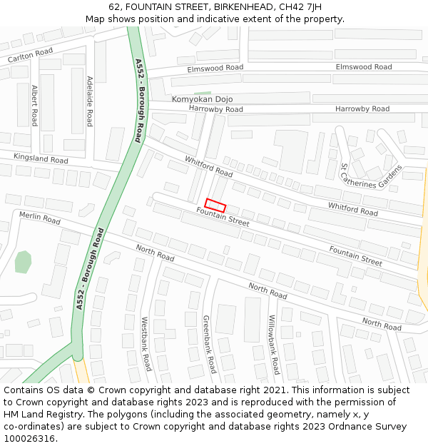 62, FOUNTAIN STREET, BIRKENHEAD, CH42 7JH: Location map and indicative extent of plot