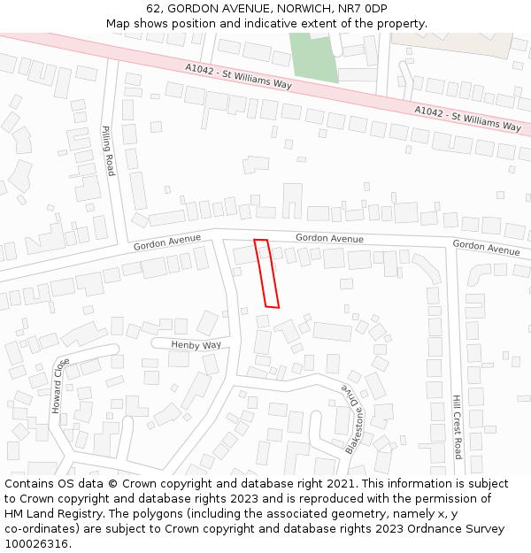 62, GORDON AVENUE, NORWICH, NR7 0DP: Location map and indicative extent of plot