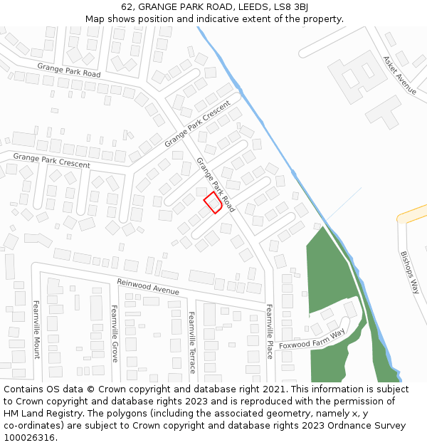 62, GRANGE PARK ROAD, LEEDS, LS8 3BJ: Location map and indicative extent of plot