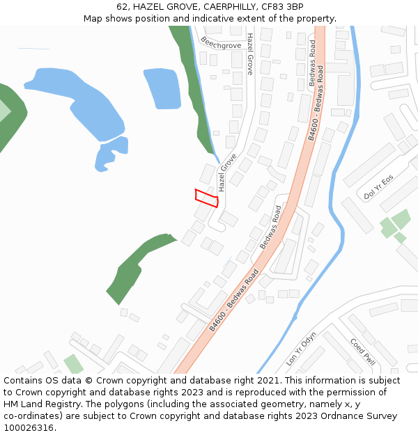 62, HAZEL GROVE, CAERPHILLY, CF83 3BP: Location map and indicative extent of plot