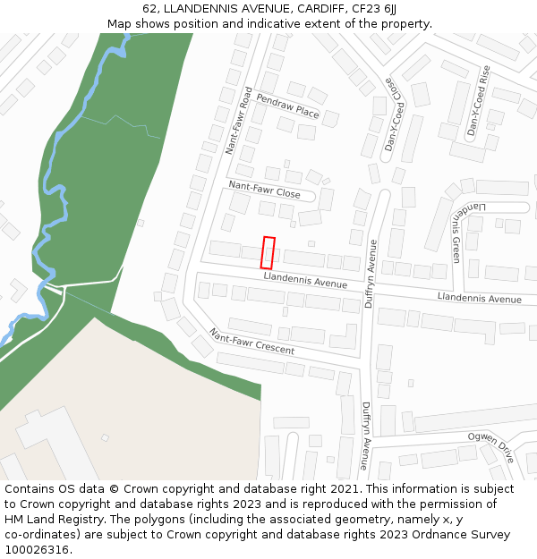 62, LLANDENNIS AVENUE, CARDIFF, CF23 6JJ: Location map and indicative extent of plot