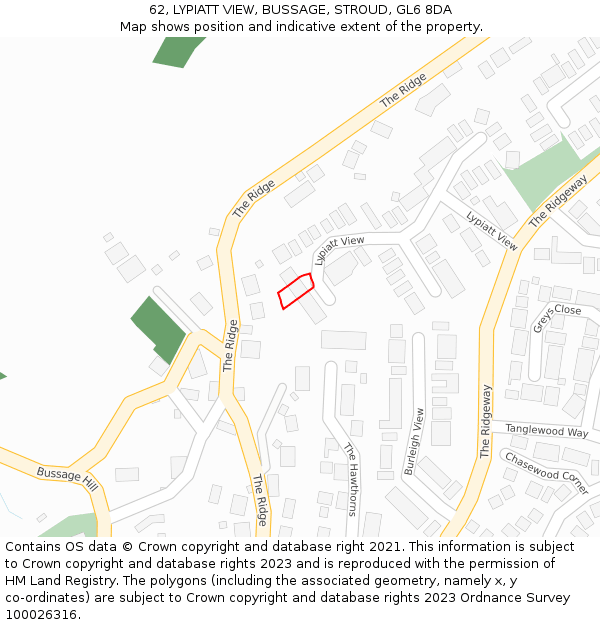 62, LYPIATT VIEW, BUSSAGE, STROUD, GL6 8DA: Location map and indicative extent of plot