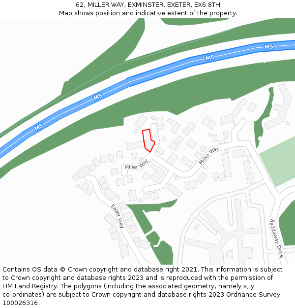 62, MILLER WAY, EXMINSTER, EXETER, EX6 8TH: Location map and indicative extent of plot