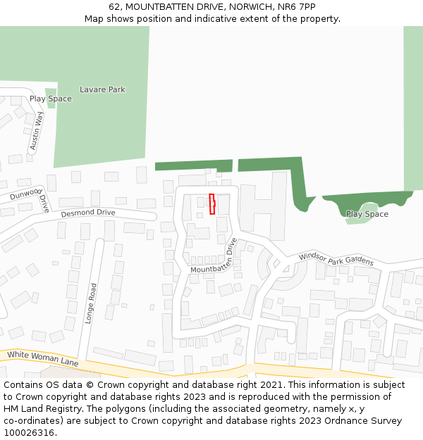 62, MOUNTBATTEN DRIVE, NORWICH, NR6 7PP: Location map and indicative extent of plot