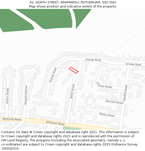 62, NORTH STREET, RAWMARSH, ROTHERHAM, S62 5NH: Location map and indicative extent of plot