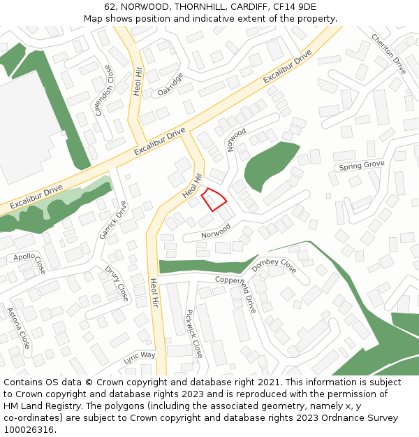 62, NORWOOD, THORNHILL, CARDIFF, CF14 9DE: Location map and indicative extent of plot