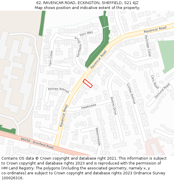 62, RAVENCAR ROAD, ECKINGTON, SHEFFIELD, S21 4JZ: Location map and indicative extent of plot
