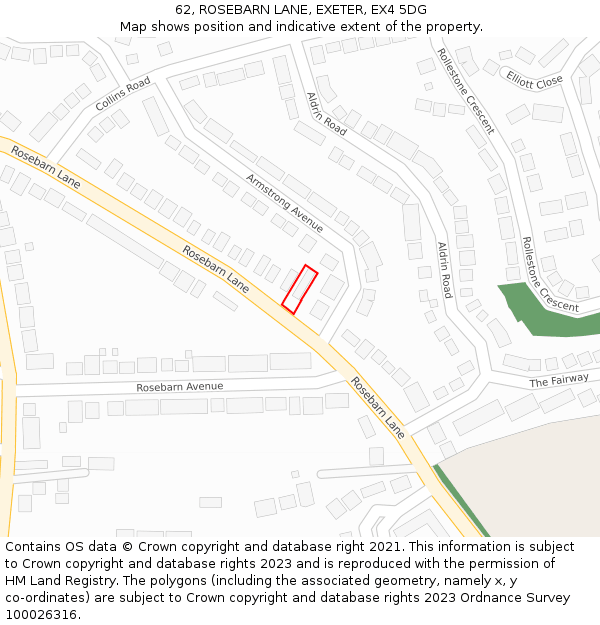 62, ROSEBARN LANE, EXETER, EX4 5DG: Location map and indicative extent of plot