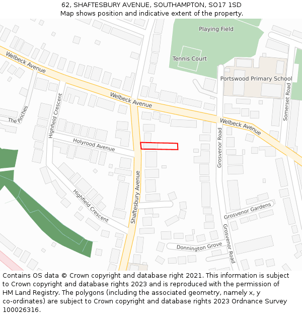 62, SHAFTESBURY AVENUE, SOUTHAMPTON, SO17 1SD: Location map and indicative extent of plot