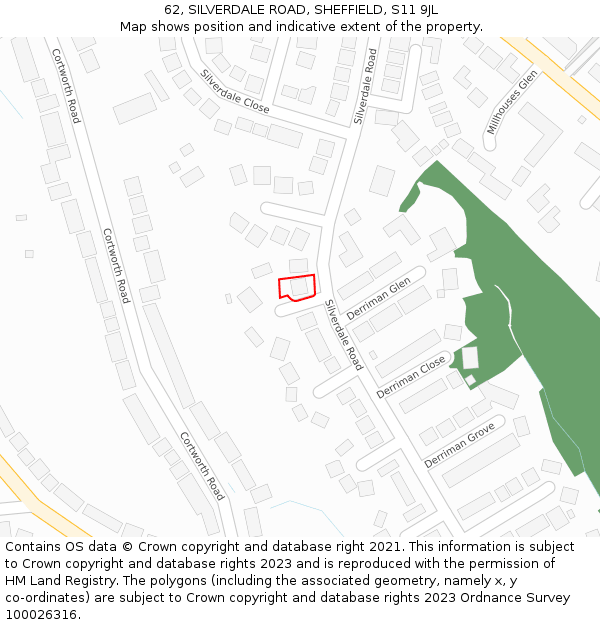 62, SILVERDALE ROAD, SHEFFIELD, S11 9JL: Location map and indicative extent of plot