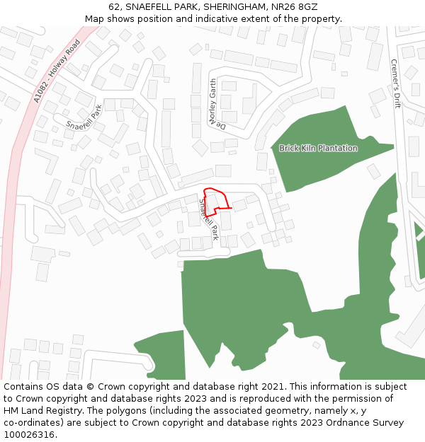62, SNAEFELL PARK, SHERINGHAM, NR26 8GZ: Location map and indicative extent of plot