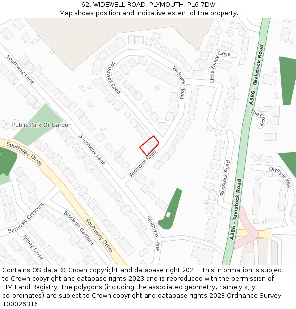 62, WIDEWELL ROAD, PLYMOUTH, PL6 7DW: Location map and indicative extent of plot