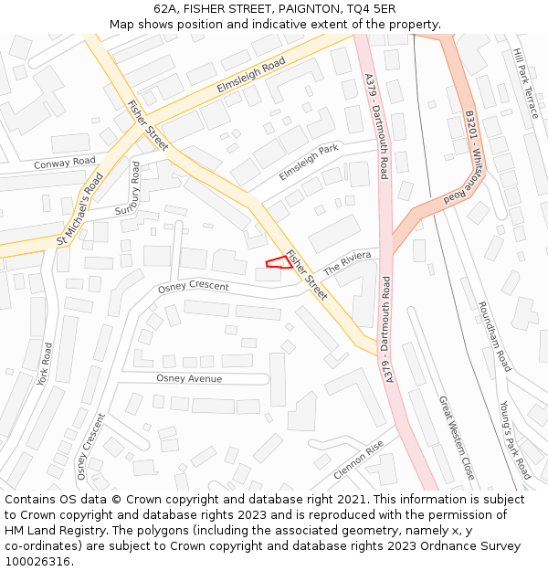 62A, FISHER STREET, PAIGNTON, TQ4 5ER: Location map and indicative extent of plot