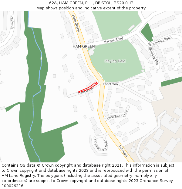 62A, HAM GREEN, PILL, BRISTOL, BS20 0HB: Location map and indicative extent of plot