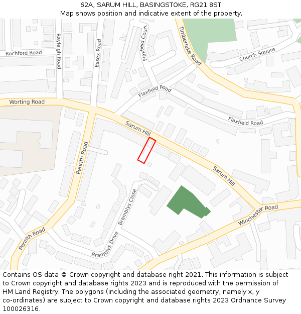62A, SARUM HILL, BASINGSTOKE, RG21 8ST: Location map and indicative extent of plot