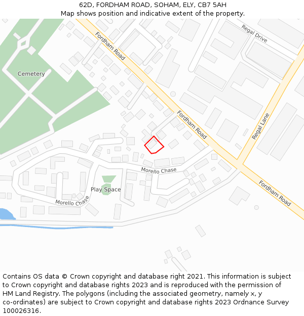 62D, FORDHAM ROAD, SOHAM, ELY, CB7 5AH: Location map and indicative extent of plot